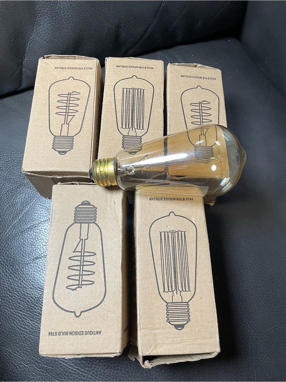 Antique Edison Style Light Bulbs ST64 Edison Bulb with Boxes (Lot) 6